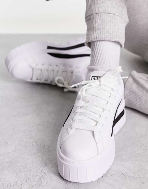 PUMA Mayze chunky sneakers in white and black