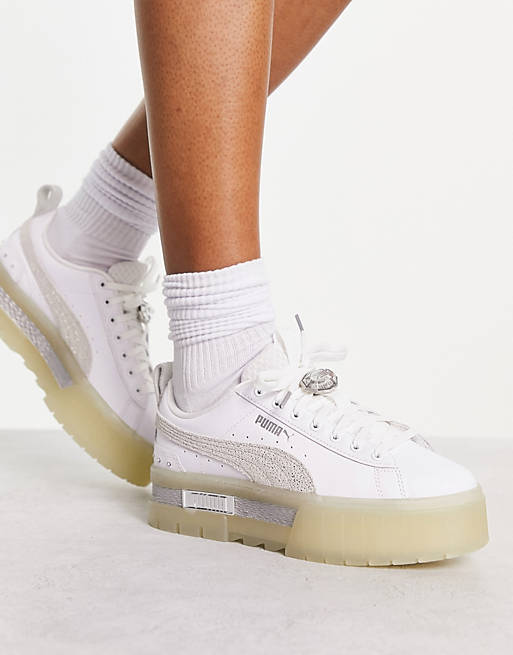 Weggegooid Demon Grammatica Puma Mayze chunky sneakers in white with gum sole | ASOS