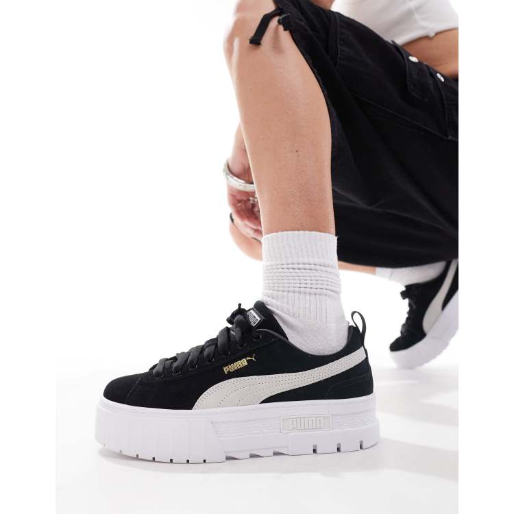 PUMA Mayze classic sneakers in black with off white details