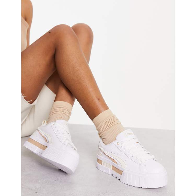 Puma platform white on sale gold