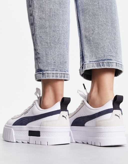 PUMA Mayze sneakers detail | ASOS with navy mix white in