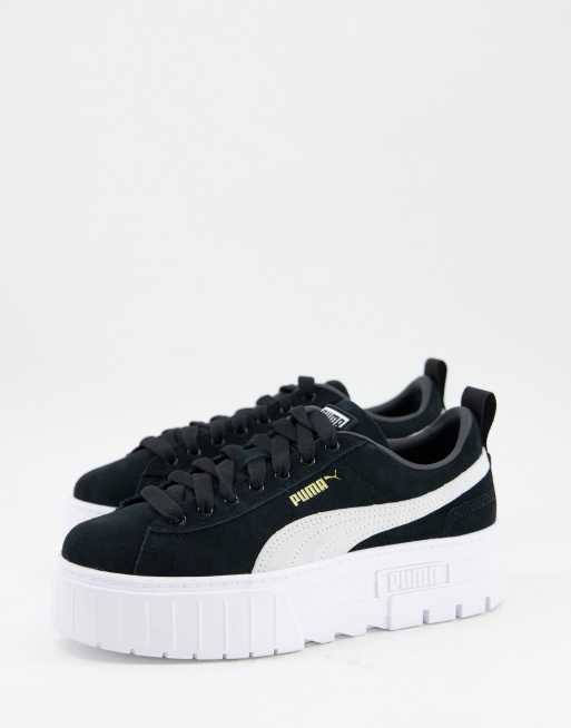 puma mayze gum sole platform sneakers in tan
