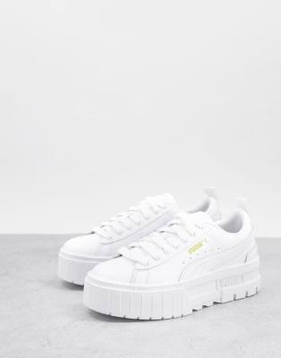 puma mayze platform white beige