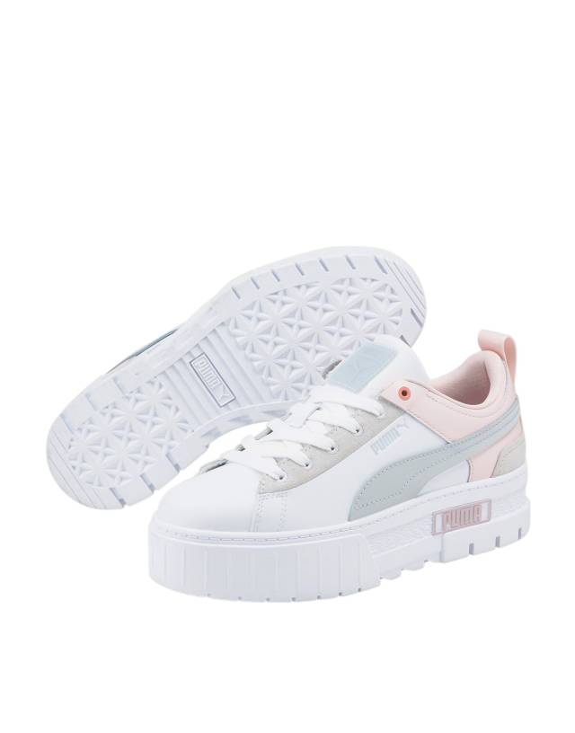 Puma Mayze platform sneakers in white and pink