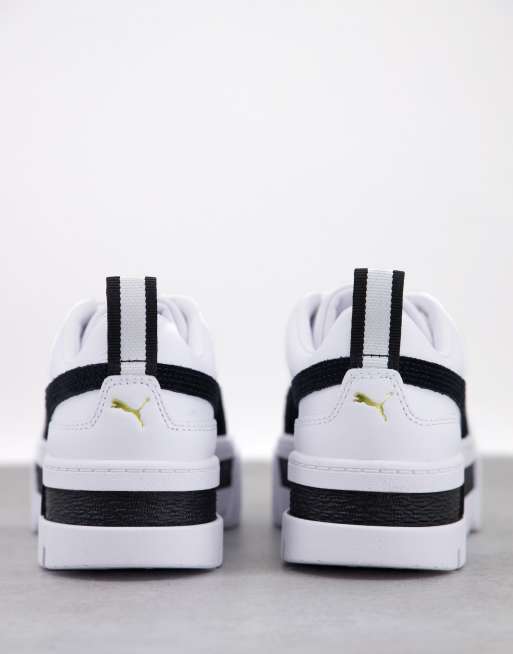 Puma Mayze platform sneakers in white with black detail | ASOS