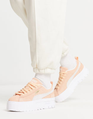 Puma Mayze platform trainers in peach