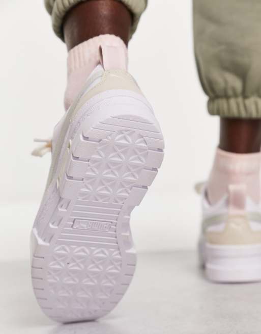 Puma Mayze platform trainers in white green