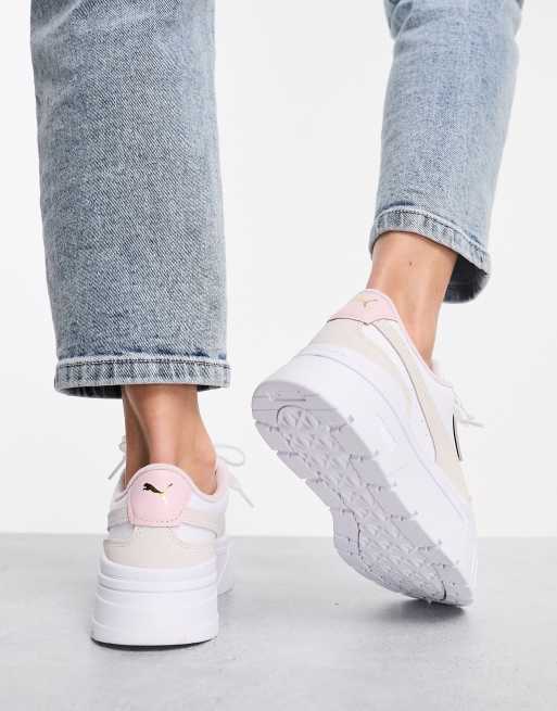 PUMA Mayze Sneakers bianche e rosa con suola rialzata ASOS