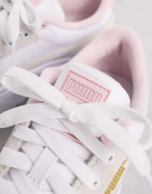 PUMA Mayze Sneakers bianche e rosa con suola rialzata