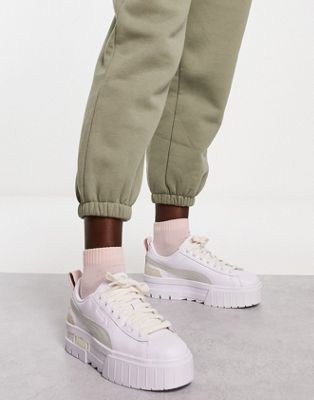 Puma Mayze sneakers in white/green | ASOS