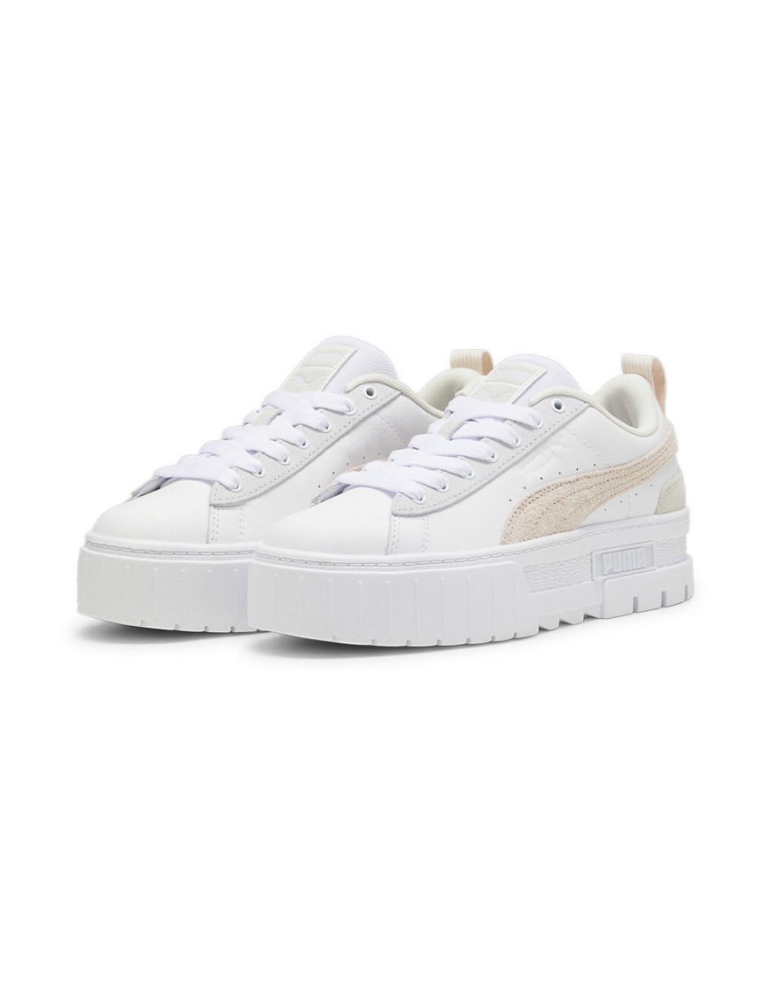 Shop Puma Mayze Sneakers In White With Rose Detail