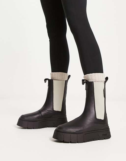 Puma Mayze Stack chelsea boots in black and grey | ASOS