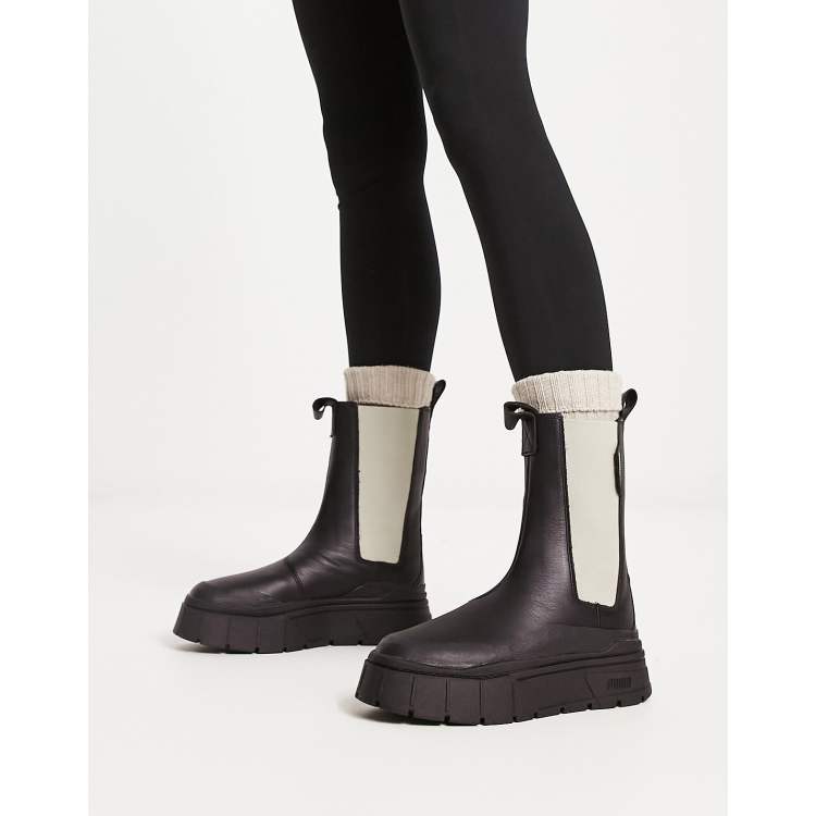 Puma – Mayze Stack – Chelsea-Stiefel in Schwarz und Grau | ASOS