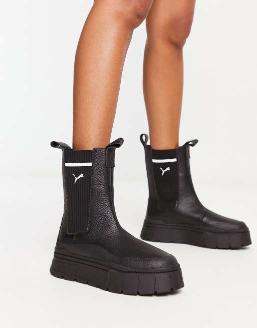 PUMA – Mayze Stack – Chelsea-Stiefel in Schwarz ASOS