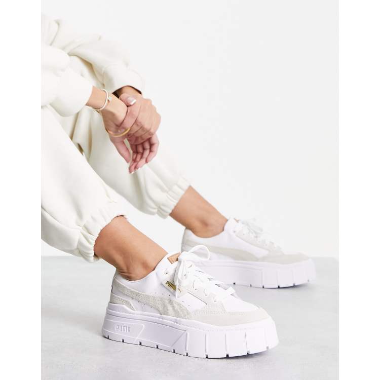 Puma Mayze Stack cord detail sneakers in white WHITE ASOS