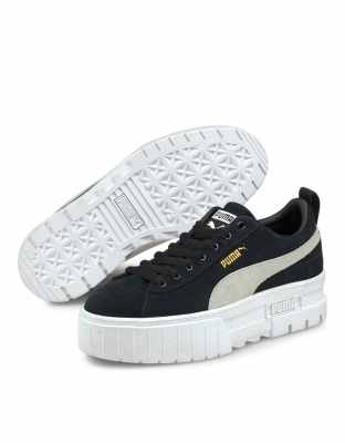 Puma Mayze Platform Suede Sneakers In Black