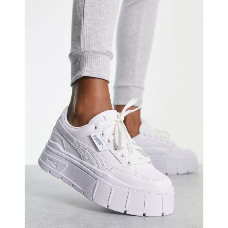 Puma Mayze Stack sneakers in triple white WHITE