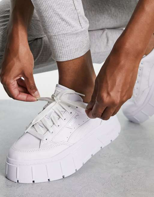 Puma Mayze Stack sneakers in triple white WHITE ASOS