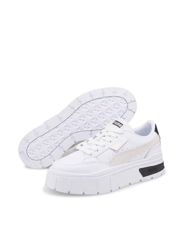 PUMA Mayze stack sneakers in white/black/gray