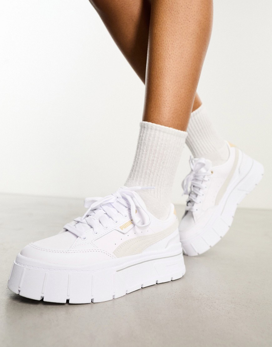 Puma Mayze Stack Cord Detail Sneakers In White