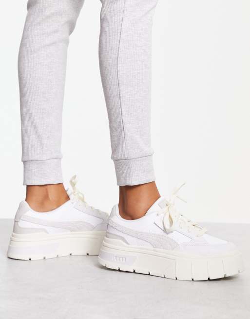 Puma Mayze Stack textured sneakers in white