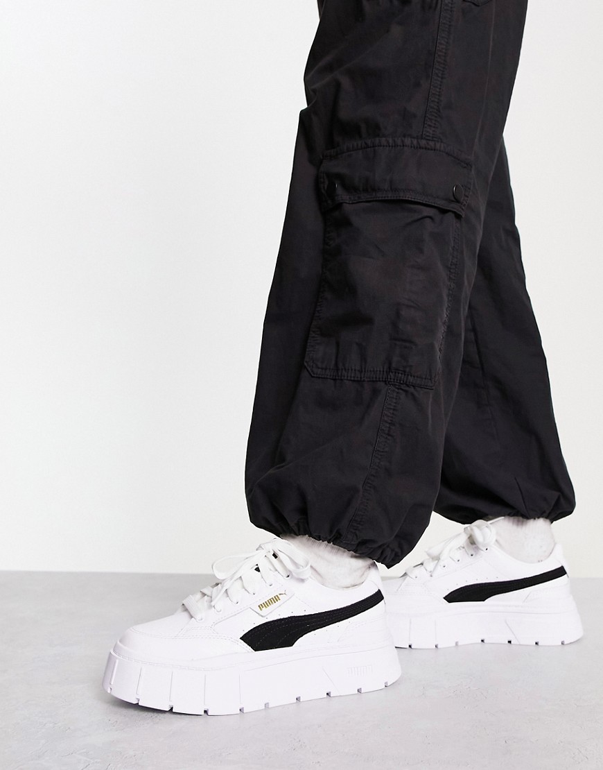 Puma Mayze Stack trainers in black and white