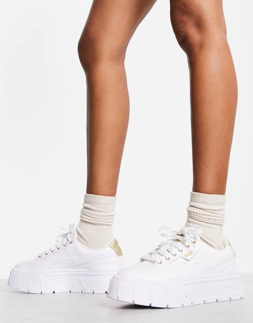 Women's white and deals gold pumas