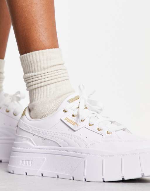 Puma white with store gold