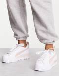 Puma Mayze Wedge sneakers in white and pink