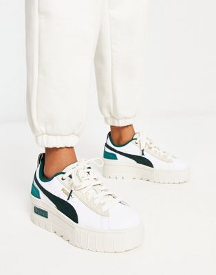 Puma Mayze Wedge trainers in off white and green - ASOS Price Checker