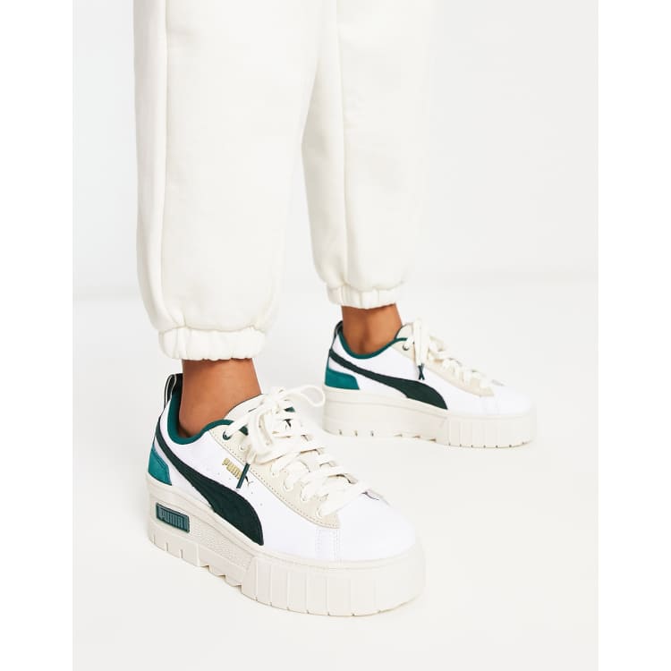 White and deals green puma shoes