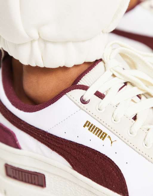 Puma Mayze Wedge trainers in white and burgundy ASOS