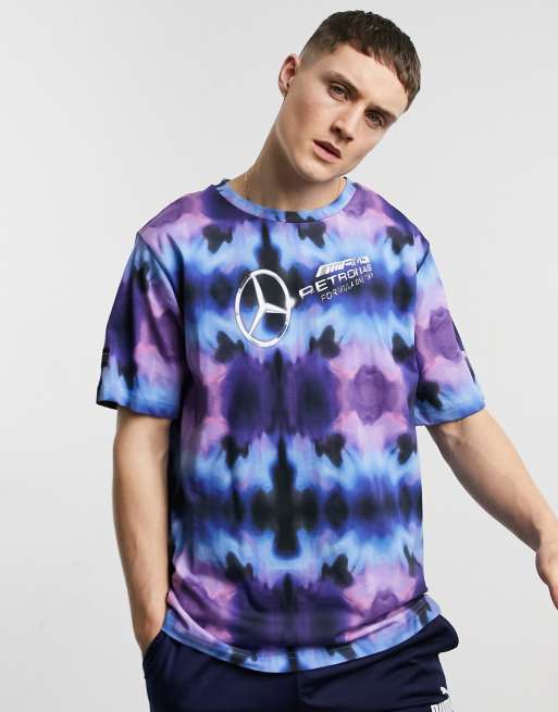 Puma Mercedes tie dye t-shirt in purple and blue