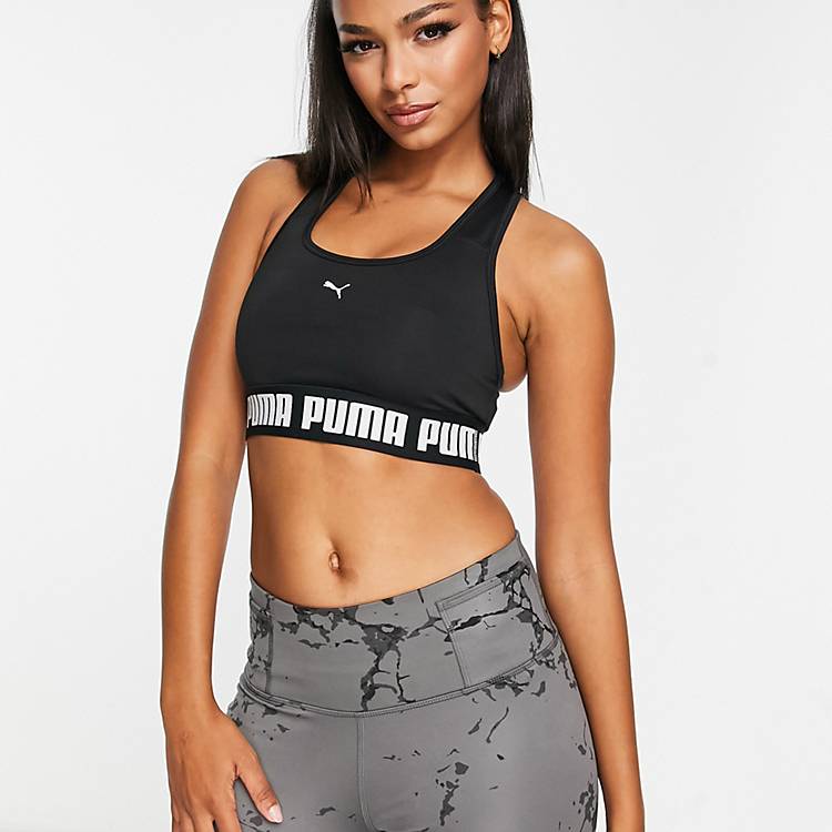 Puma mid-impact strong sports bra in black