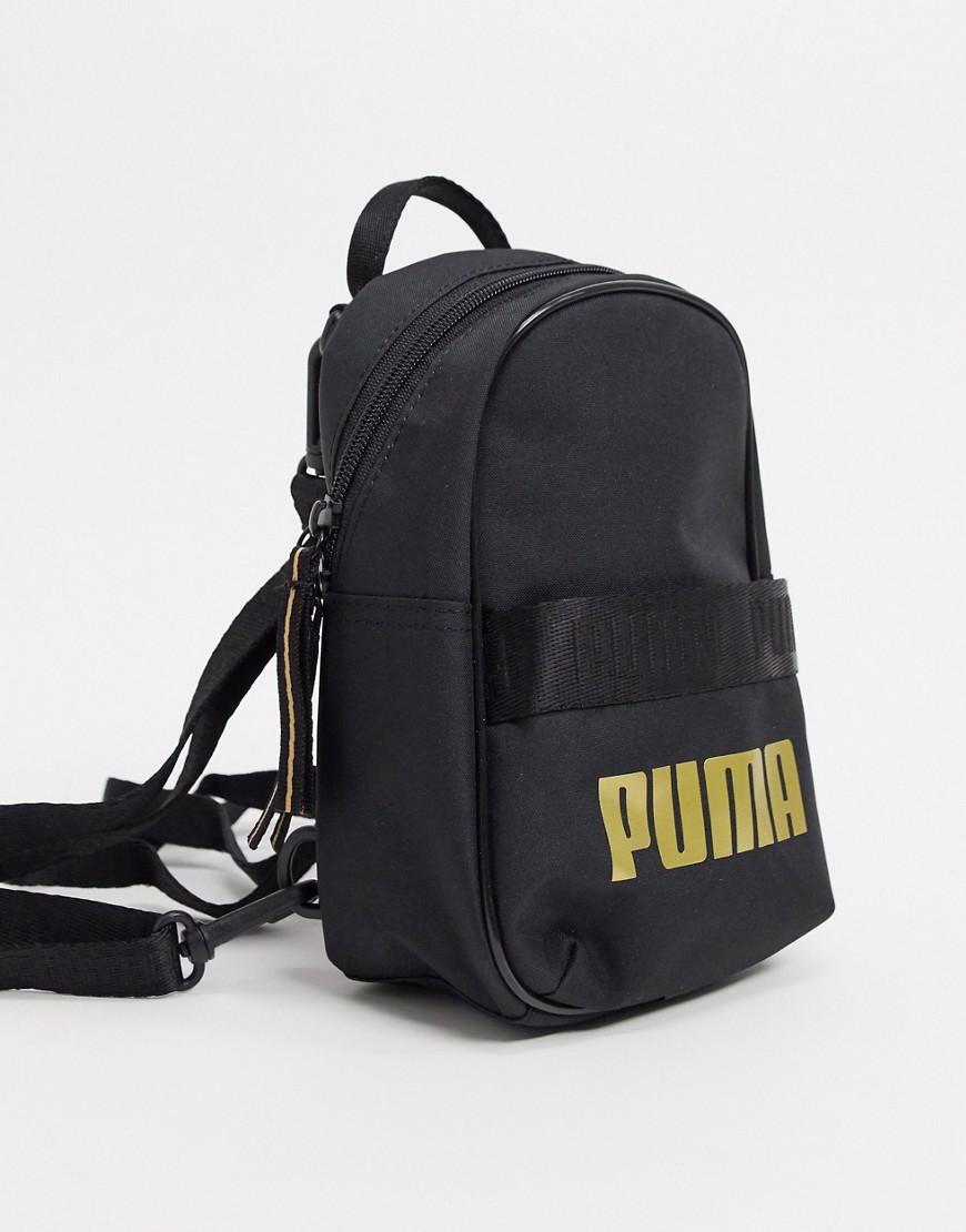 Puma – Minime – Svart ryggsäck med guldfärgad logga