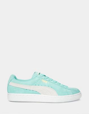 Puma Mint Green Suede Basket Trainers 