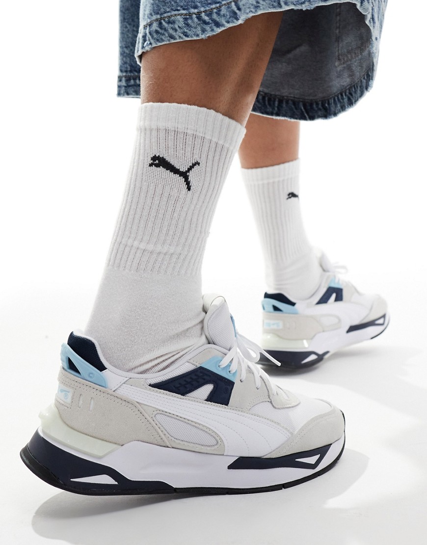 Puma Mirage sport trainers in white and blue
