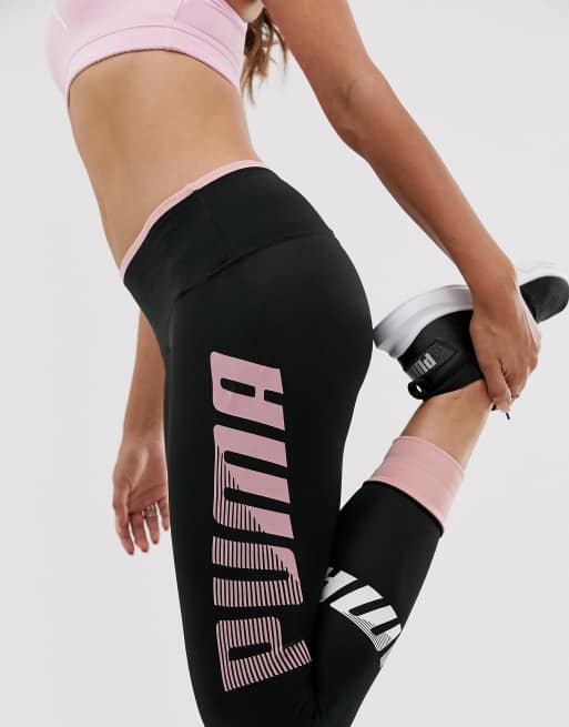 Puma modern sport turn up leggings in black and pink