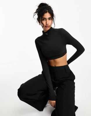 Puma Modest long sleeve sports bra in puma black - ASOS Price Checker