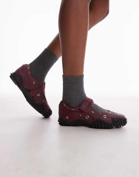 PUMA Mostro Fey ballet flats with silver detail in burgundy - view 1