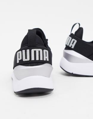 puma black satin trainers