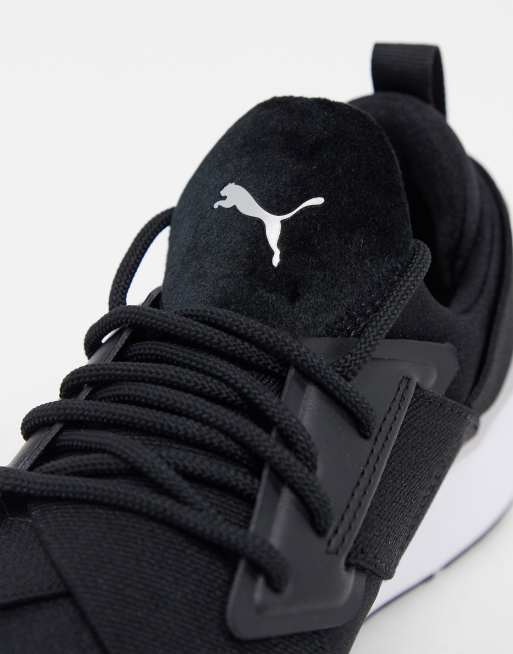 Puma black deals satin trainers