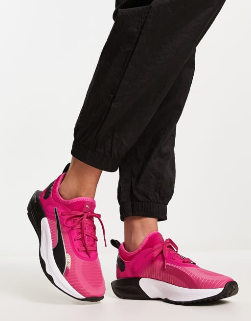 Puma black and store pink trainers