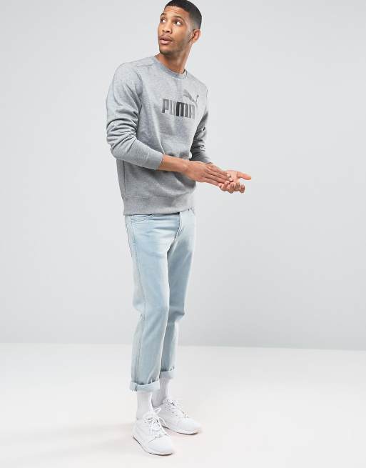 Puma No.1 Sweatshirt met ronde hals en logo in grijs