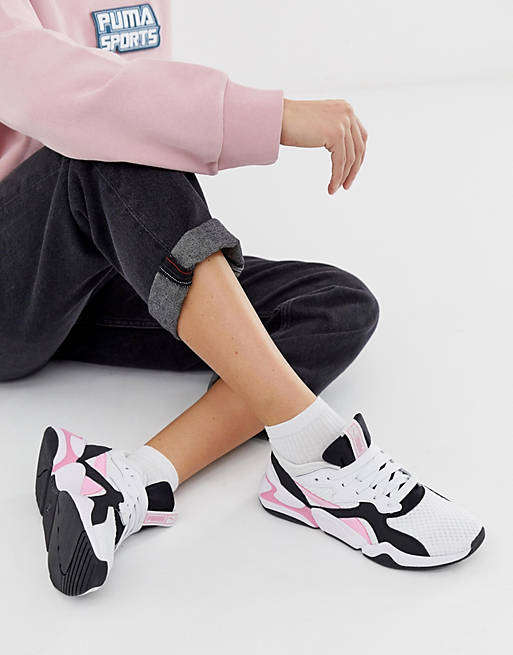 Anzai knot Ham Puma Nova 90'S block white and pink sneakers | ASOS
