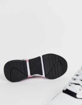 puma nova 90's block white and pink trainers