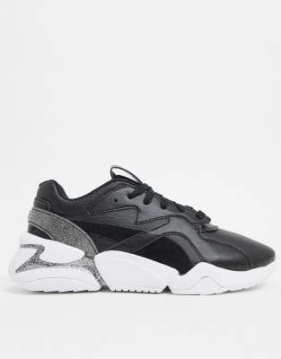 Puma Nova Glitz Sneakers In Black-white