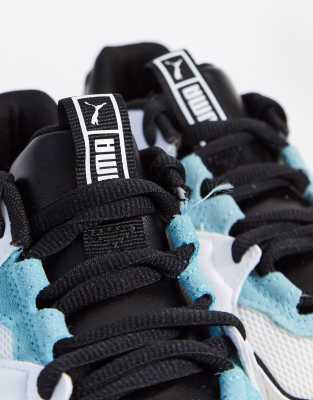 puma nova mesh trainers in white & pastel