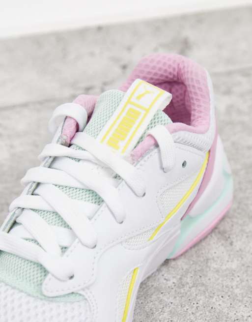 Puma nova mesh trainers best sale in white & pastel