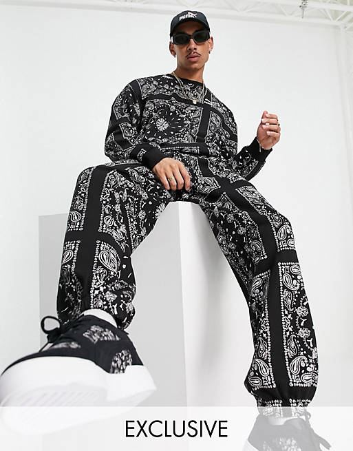 Puma off beat paisley joggers in black -exclusive to asos | ASOS